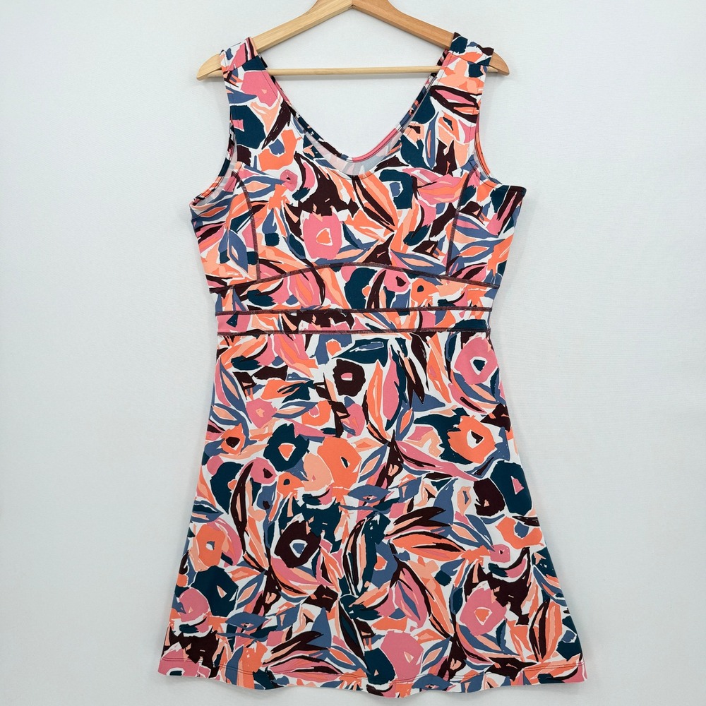 Title Nine Active Dress Womens Large Multicolor Abstract Floral Sporty Gorpcore